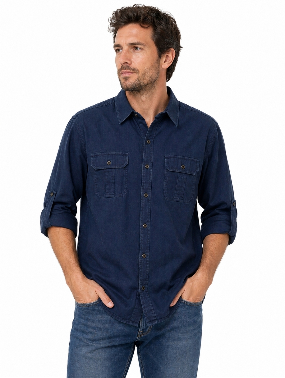 Rock & Republic Button-Up Shirt Blue XXL Long Sleeve Casual Work Shirt